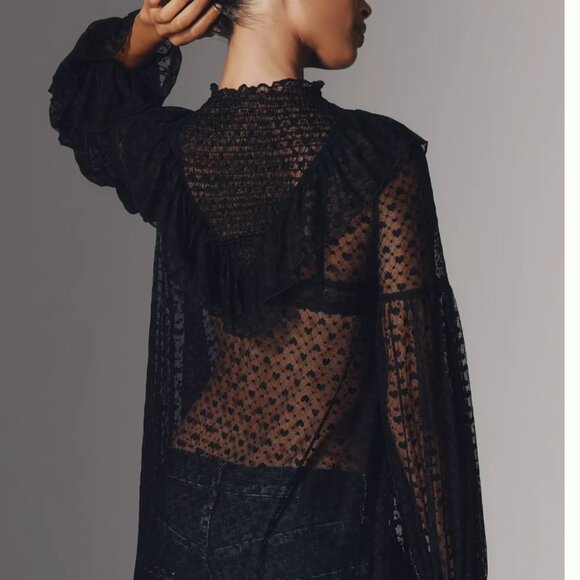 NWT Maeve Long Sleeve Sheer Tunic Shirt - Picture 8 of 8